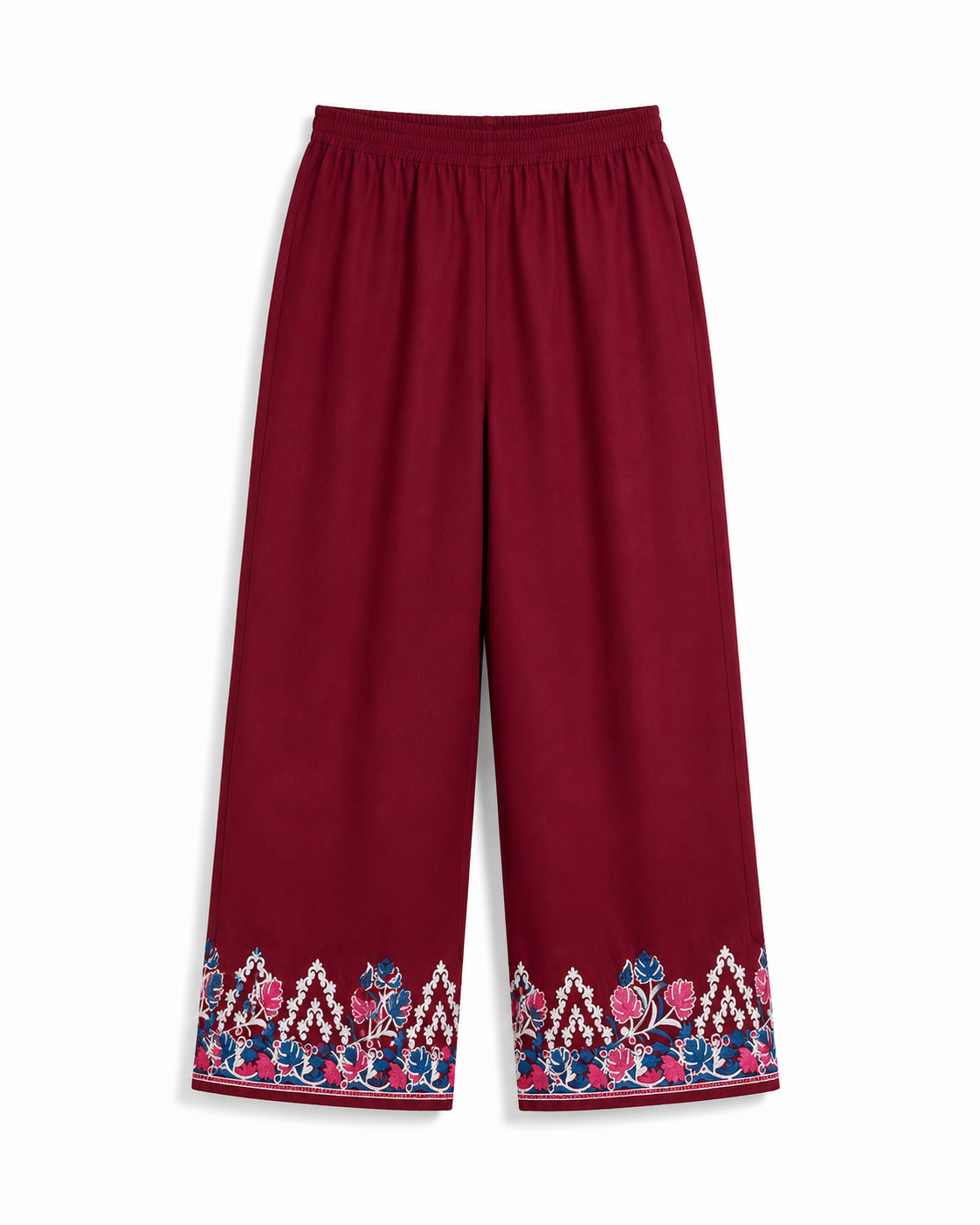 Noor : Aari embroidery summer Co-Ord Set | Dark Red